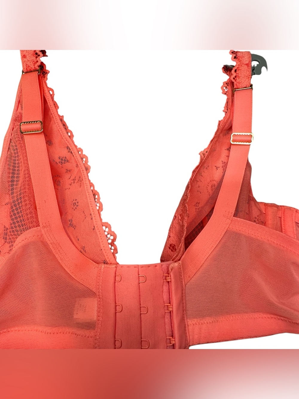 Cacique 38C Coral Lace Underwire Bra Floral Lace Balconette - Picture 9 of 11